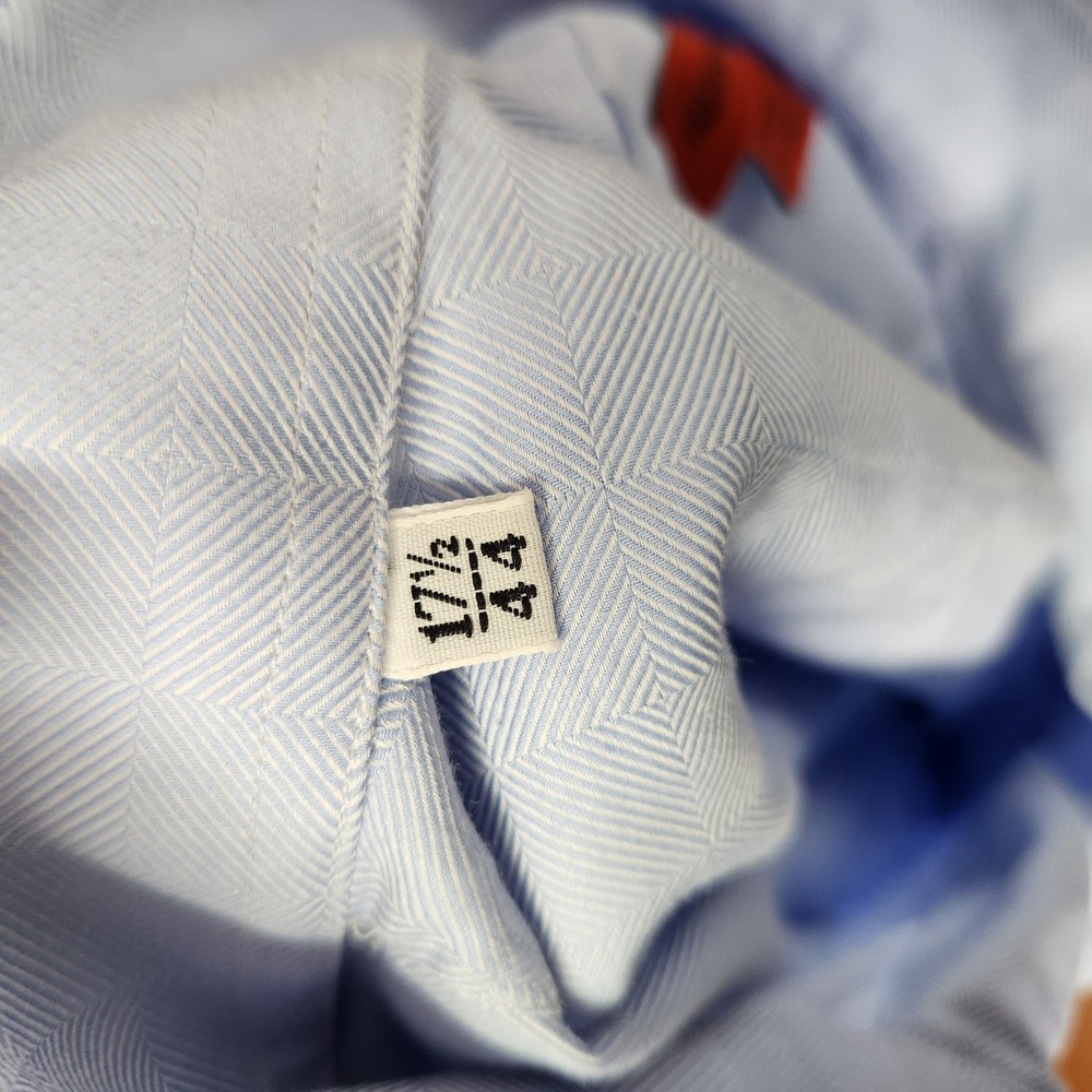 Matteo‎ di Rota Shirt Mens 17 1/2 44 Blue Textured Button Up Made Italy Dress - Picture 11 of 12
